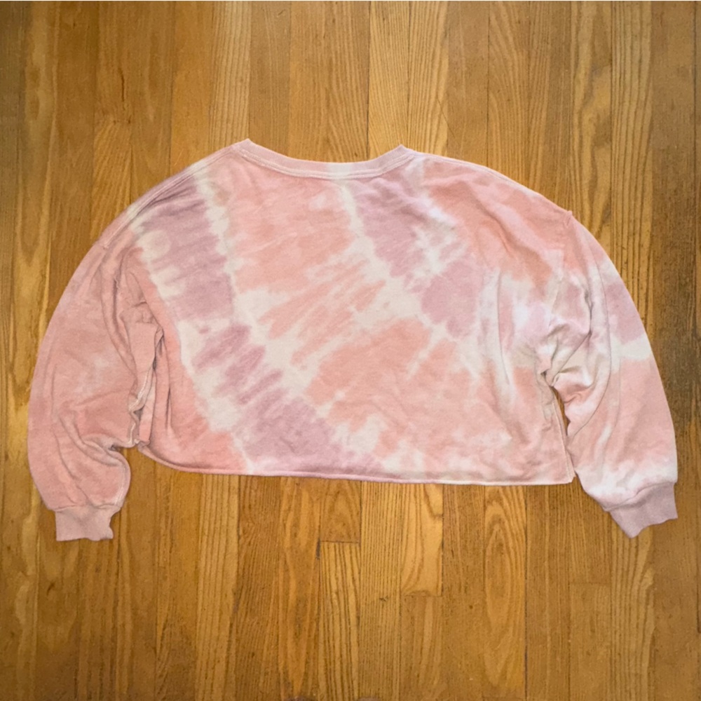 Pink Tie-Dye Women's American Eagle Cropped Sweatshirt - Picture 3 of 8
